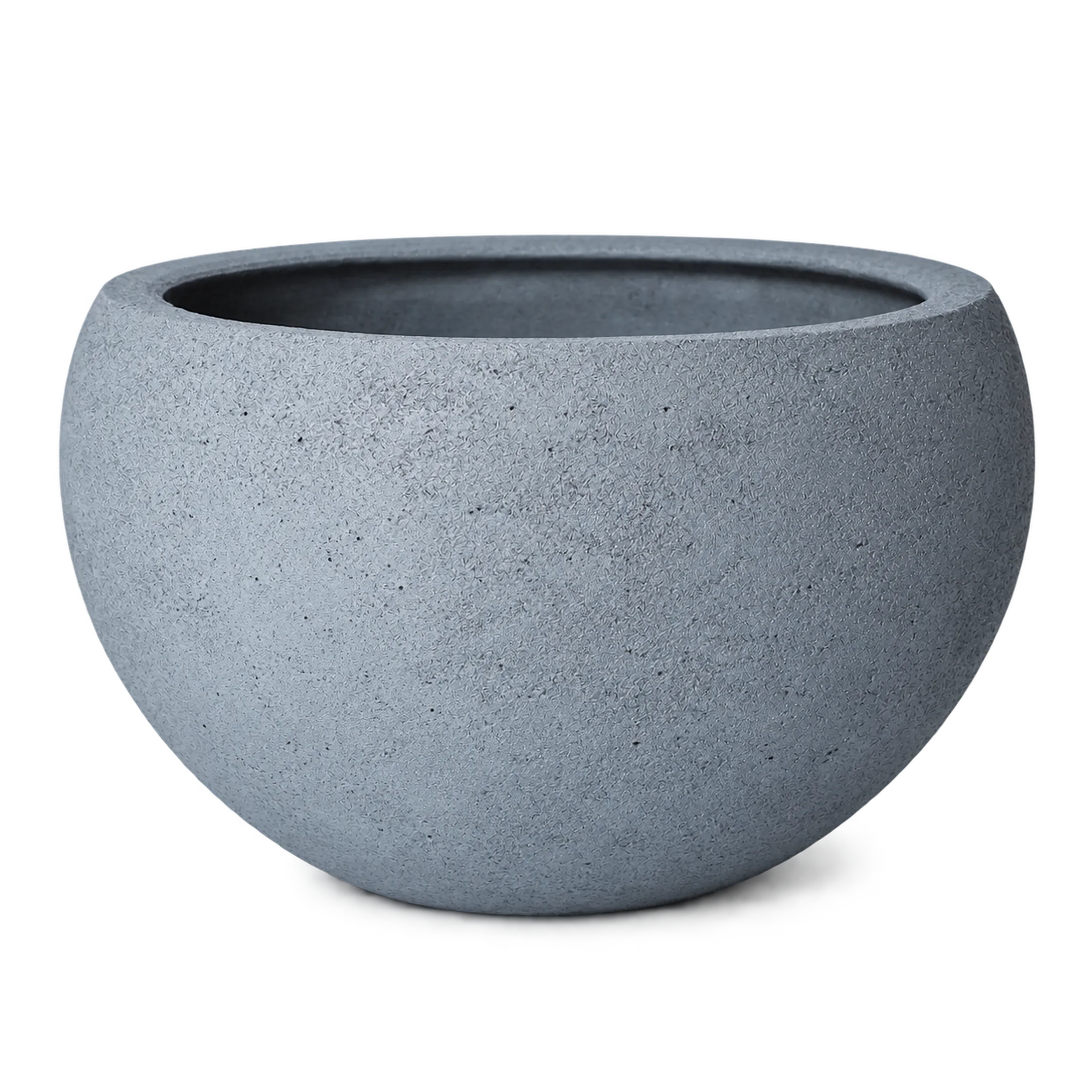 Fioriera Vaso in Fibra di Vetro "Albert" – Ciotola Sferica in finitura Effetto Roccia Vulcanica — vista 9 di 12