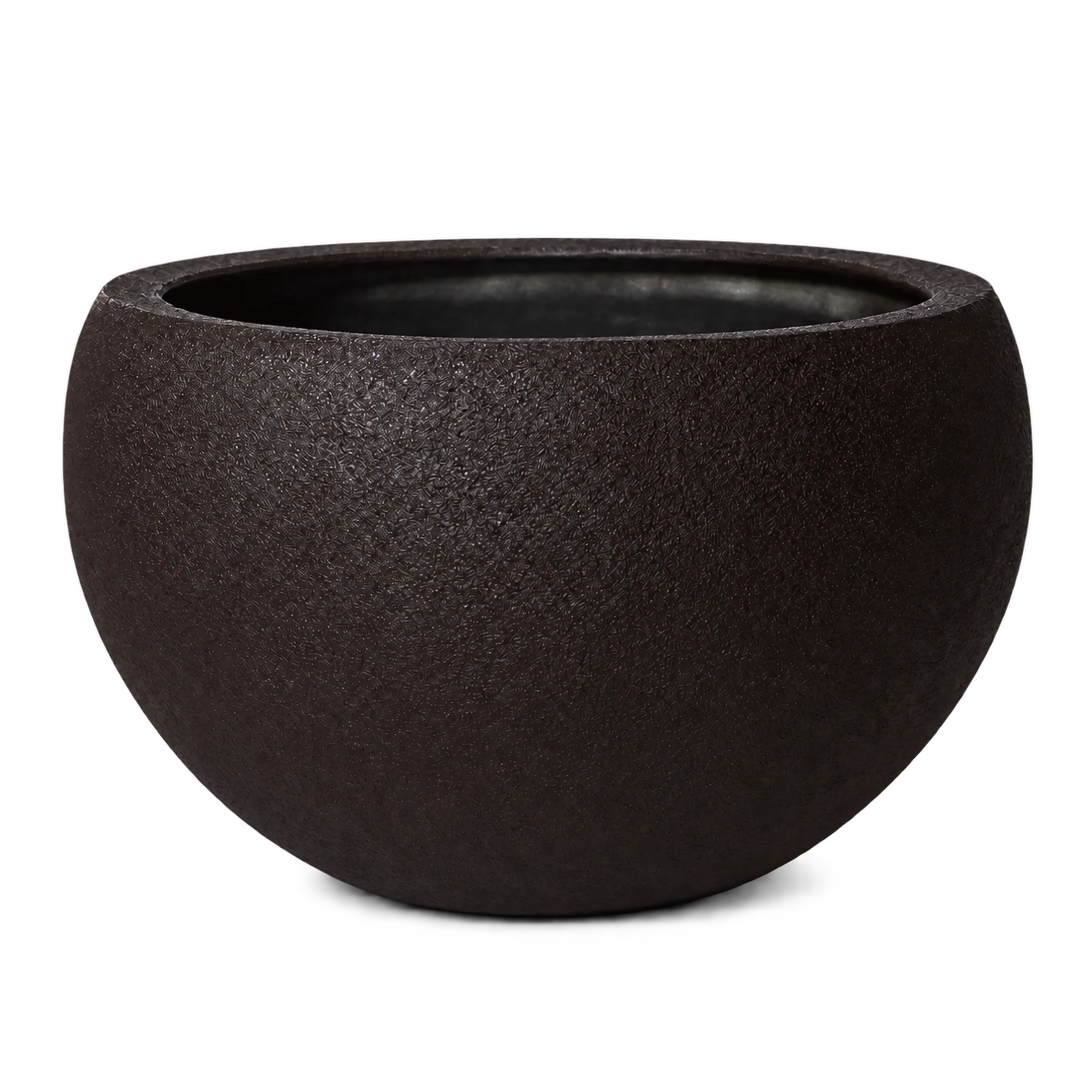 Fioriera Vaso in Fibra di Vetro "Albert" – Ciotola Sferica in finitura Effetto Roccia Vulcanica — vista 12 di 12