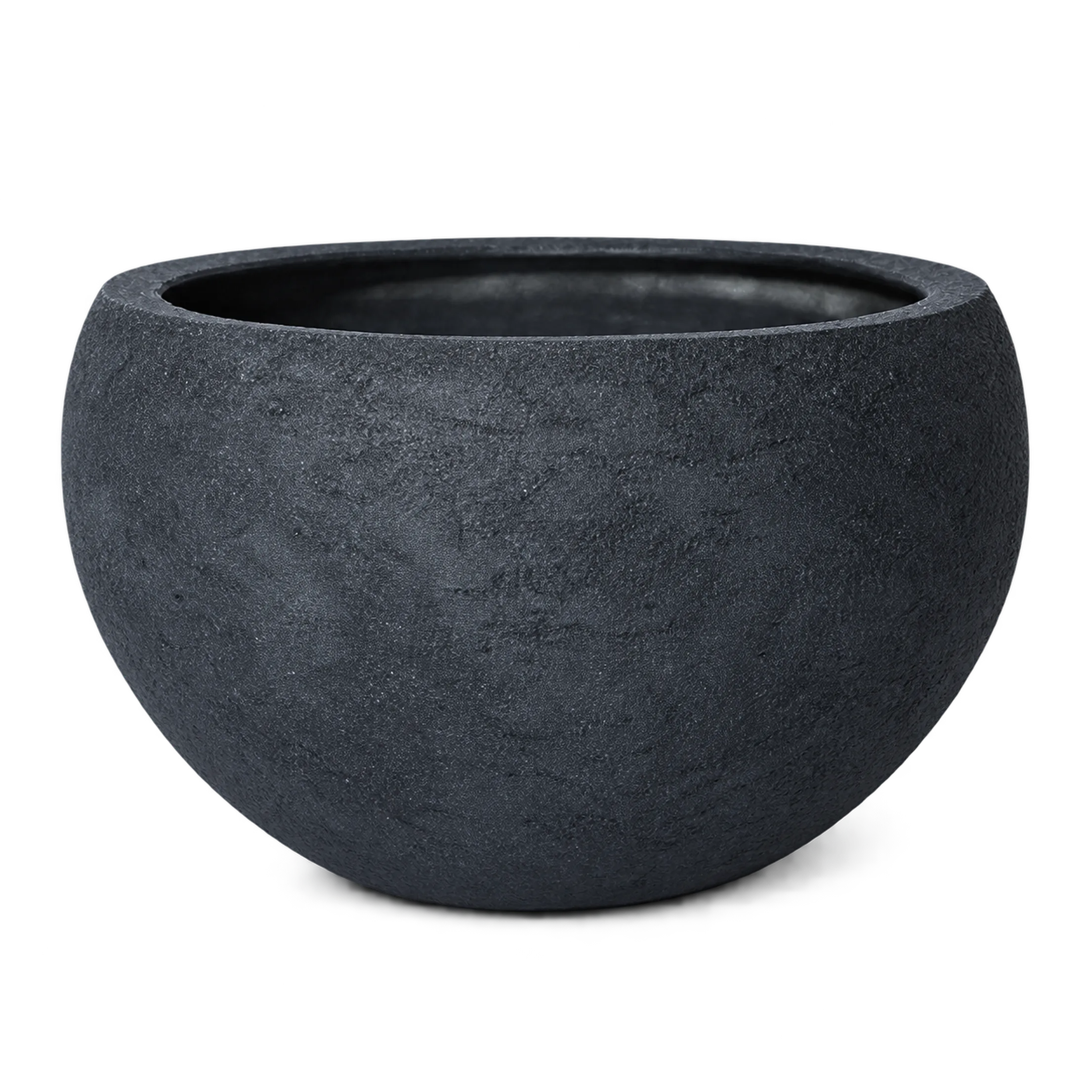 Fioriera Vaso in Fibra di Vetro "Albert" – Ciotola Sferica in finitura Effetto Roccia Vulcanica — vista 11 di 12