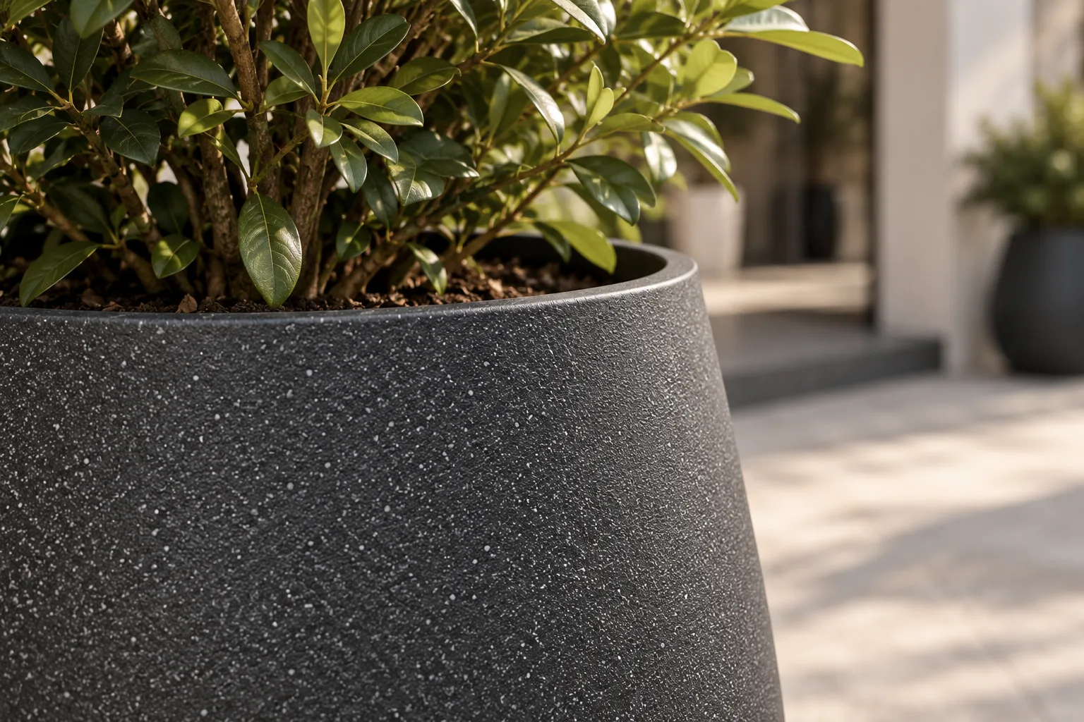 Fioriera Vaso in Fibra di Vetro "Pancia Basse" – Fioriera Bassa di Design per Interno ed in finitura Basse — vista 9 di 12