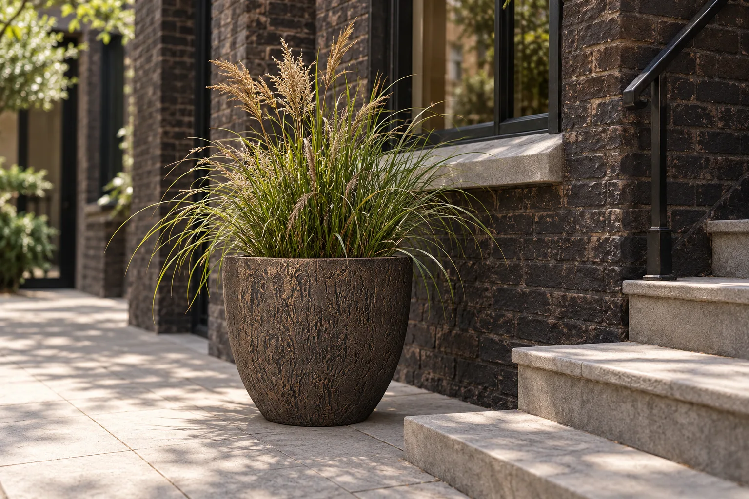 Fioriera Vaso in Fibra di Vetro "Emilio" – Fioriera Conica in finitura Texture Lavorata — vista 7 di 12